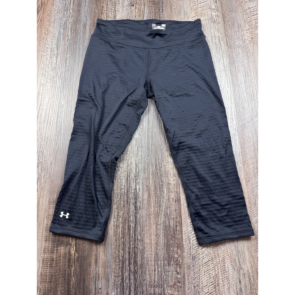 Under Armour ColdGear Base 2.0 Black Cropped Leggings 1282425 Womens Medium